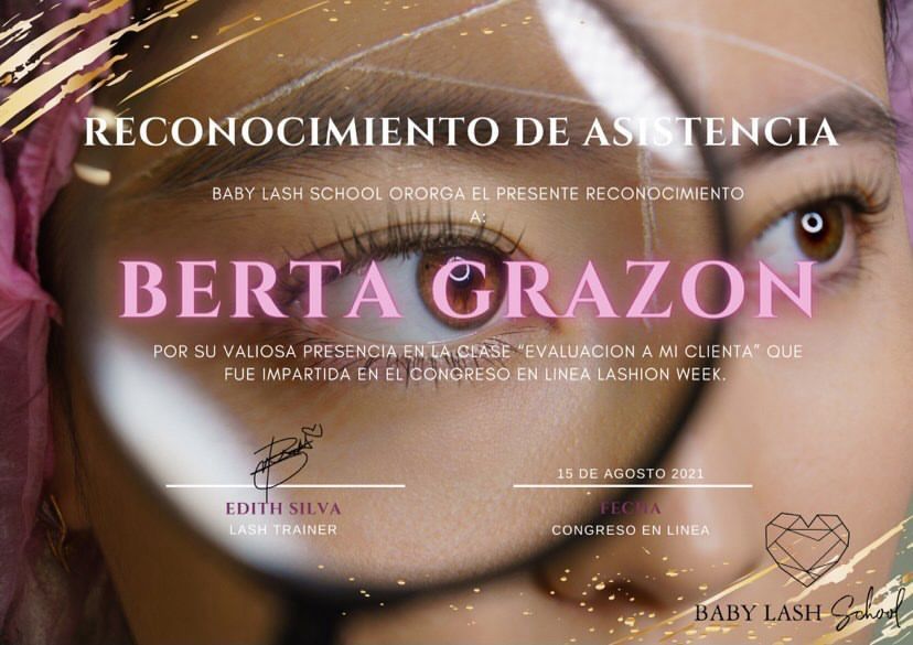Certificat Baby Lash School 2021